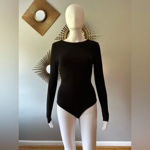 H&M - Black Crisscrossed Open Back Long Sleeve Bodysuit